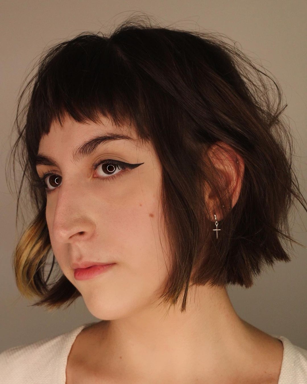 Tousled Bob with Short Choppy Bangs