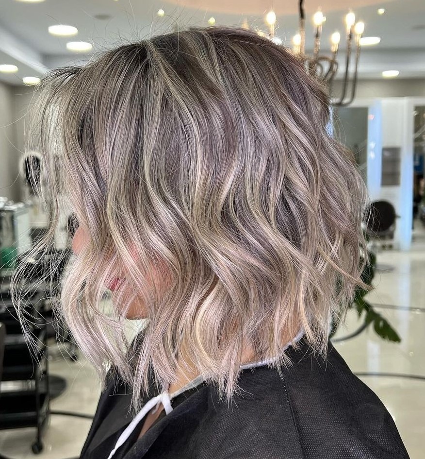 Wavy Blunt Cut Bob Hairstyle