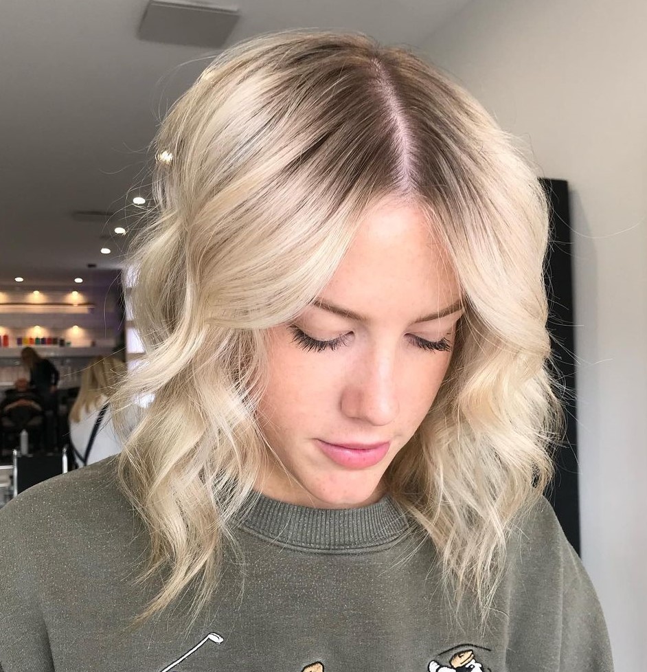 Blonde wavy Bob with Darker Roots